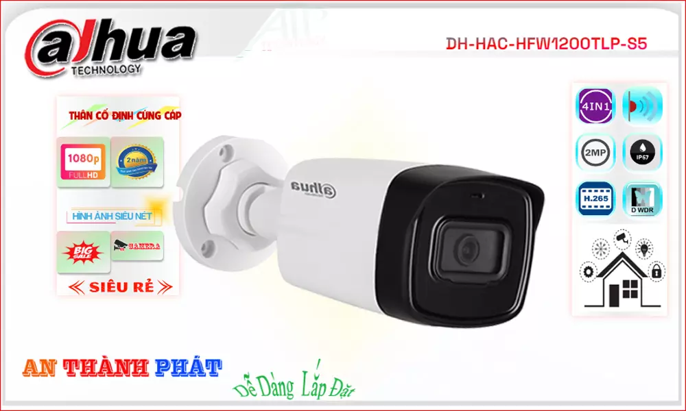 Camera dahua DH-HAC-HFW1200TLP-S5,DH-HAC-HFW1200TLP-S5 Giá Khuyến Mãi, HD Anlog DH-HAC-HFW1200TLP-S5 Giá