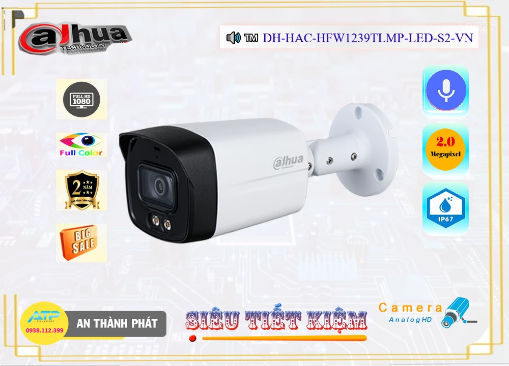 Camera Dahua DH-HAC-HFW1239TLMP-LED-S2-VN,DH-HAC-HFW1239TLMP-LED-S2-VN Giá Khuyến Mãi, HD Anlog