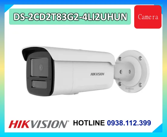 Camera thân trụ DS-2CD2T83G2-4LI2UHUN, Camera AI DS-2CD2T83G2-4LI2UHUN, Camera 8MP Hikvision DS-2CD2T83G2-4LI2UHUN, Camera IP ngoài trời DS-2CD2T83G2-4LI2UHUN, DS-2CD2T83G2-4LI2UHUN Smart Hybrid Light, DS-2CD2T83G2-4LI2UHUN tích hợp micro, Camera PoE DS-2CD2T83G2-4LI2UHUN