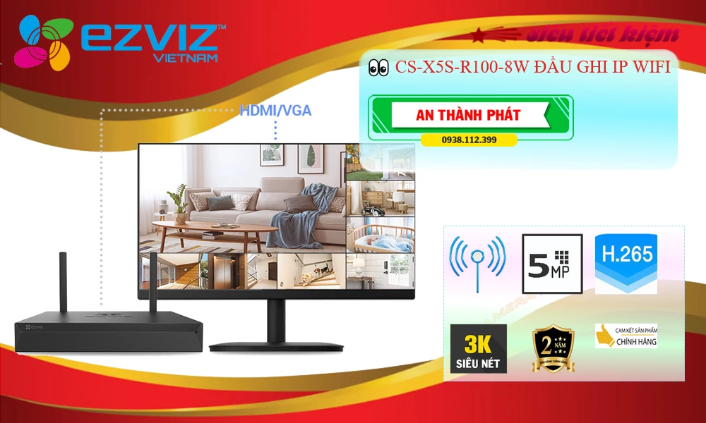 Đầu Thu Wifi Ezviz CS-X5S-R100-8W 8 Kênh Giá Rẻ Đầu Thu Wifi Ezviz CS-X5S-R100-8W 8 Kênh Giá Rẻ