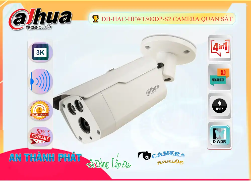🌟👌 Camera Dahua Thiết kế Đẹp DH-HAC-HFW1500DP-S2