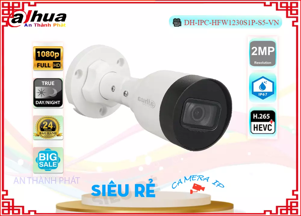 Camera IP Dahua DH-IPC-HFW1230S1P-S5-VN,Giá Công Nghệ POE DH-IPC-HFW1230S1P-S5-VN,phân phối