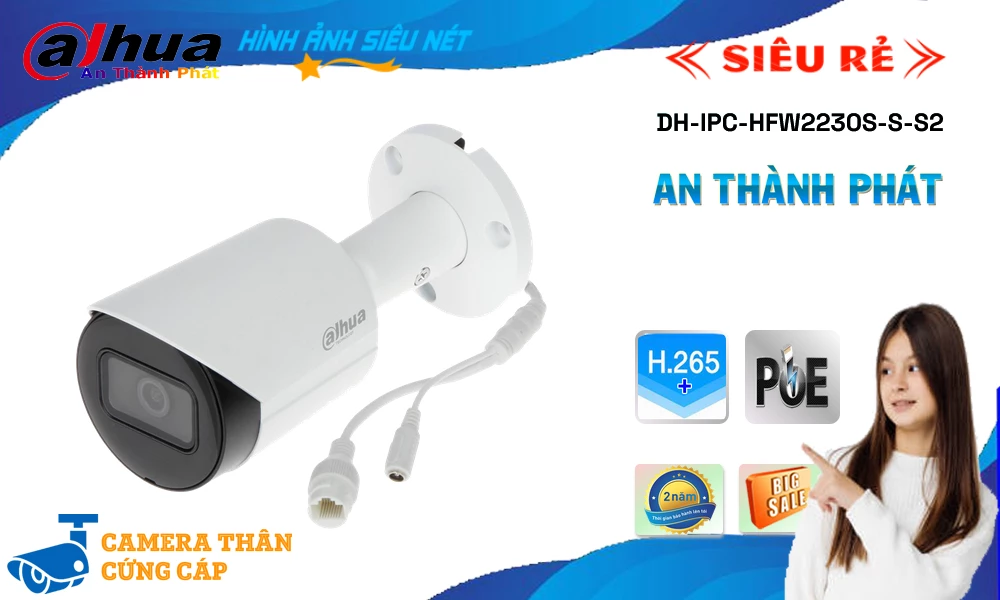 DH-IPC-HFW2230S-S-S2 Camera giá rẻ chất lượng cao Dahua