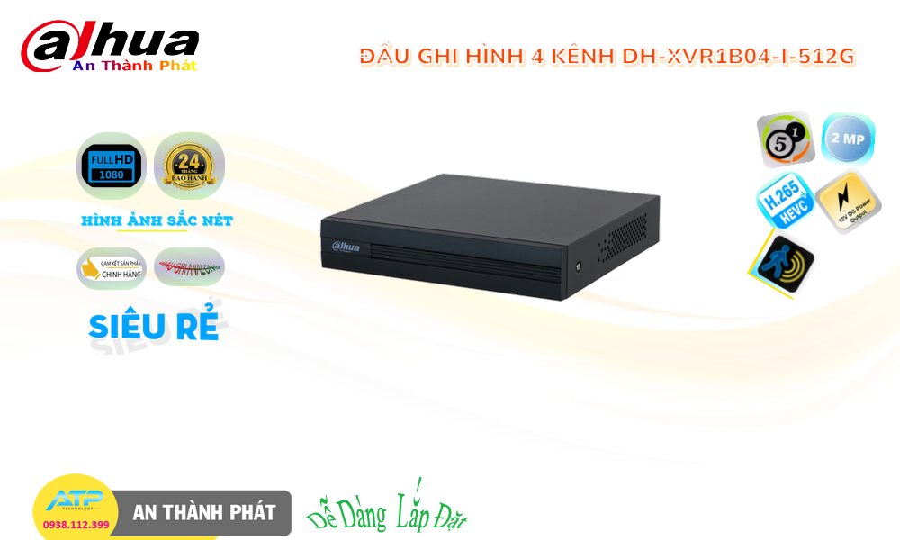 DH-XVR1B04-I-512G Đầu ghi Camera Dahua Giá rẻ