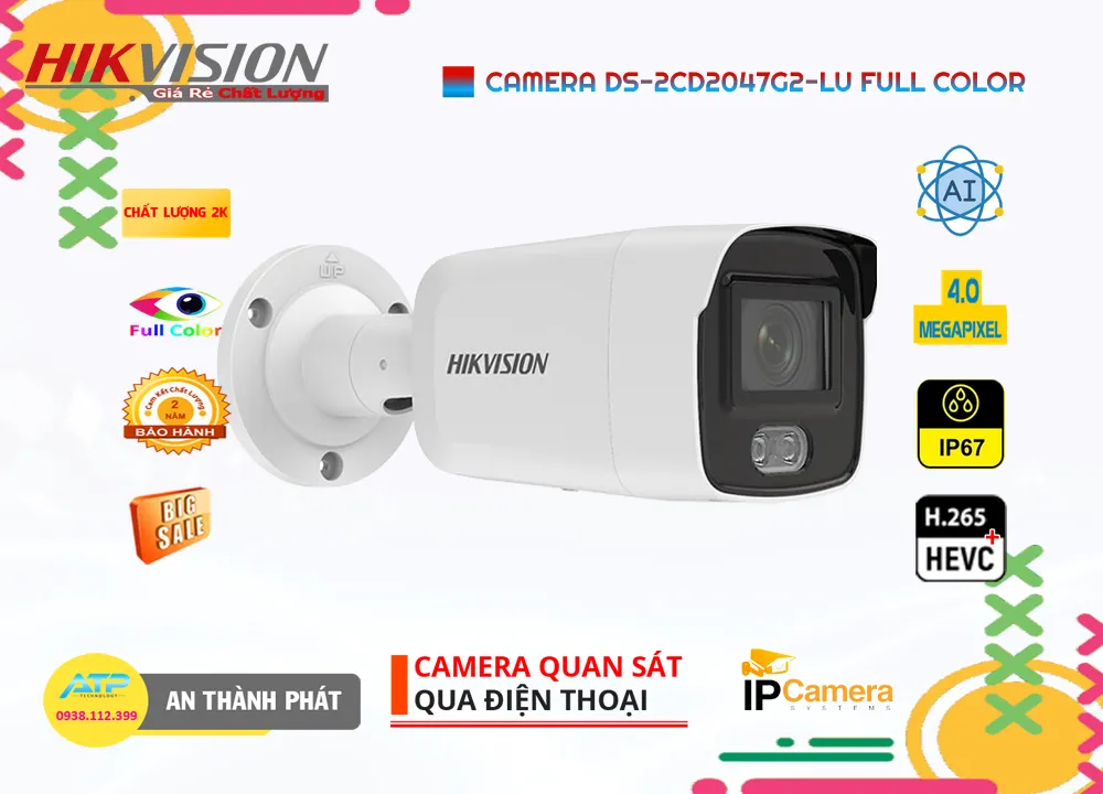 Camera Hikvision Tiết Kiệm DS-2CD2047G2-LU,Giá Cấp Nguồ Qua Dây Mạng DS-2CD2047G2-LU,phân phối