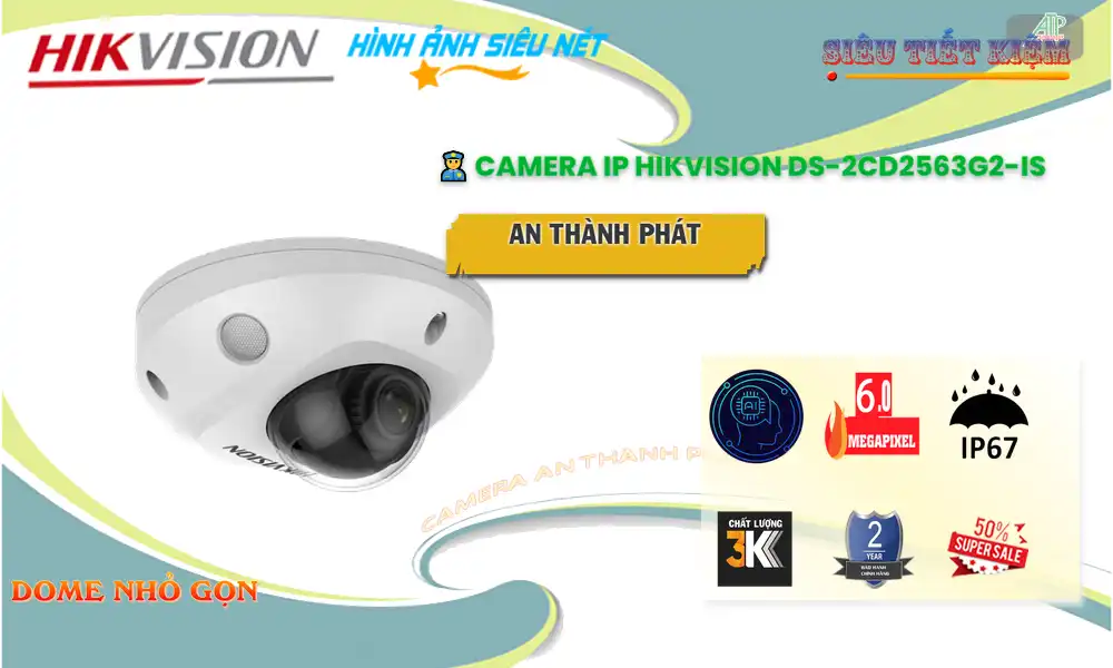 ➠  DS-2CD2563G2-IS sắc nét Hikvision