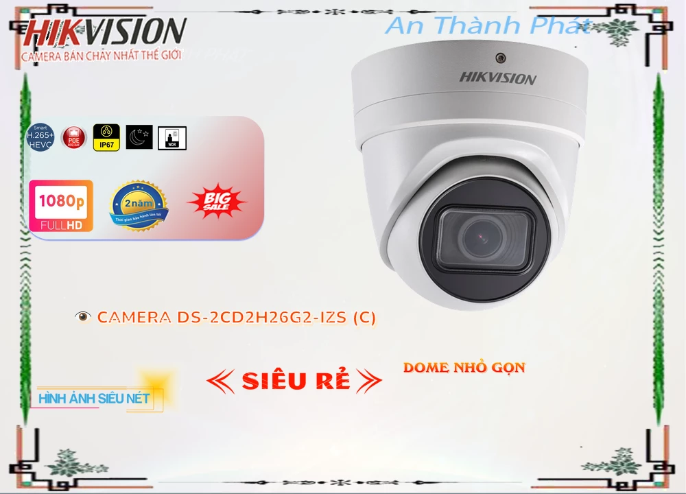 Camera Hikvision DS-2CD2H26G2-IZS(C),DS-2CD2H26G2-IZS(C) Giá Khuyến Mãi, Ip Sắc Nét DS-2CD2H26G2-IZS(C) Giá
