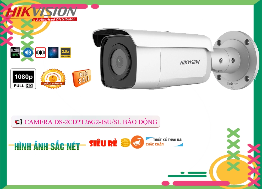 Camera Hikvision DS-2CD2T26G2-ISU/SL,DS-2CD2T26G2-ISU-SL Giá Khuyến Mãi, Ip POE Sắc Nét DS-2CD2T26G2-ISU-SL Giá