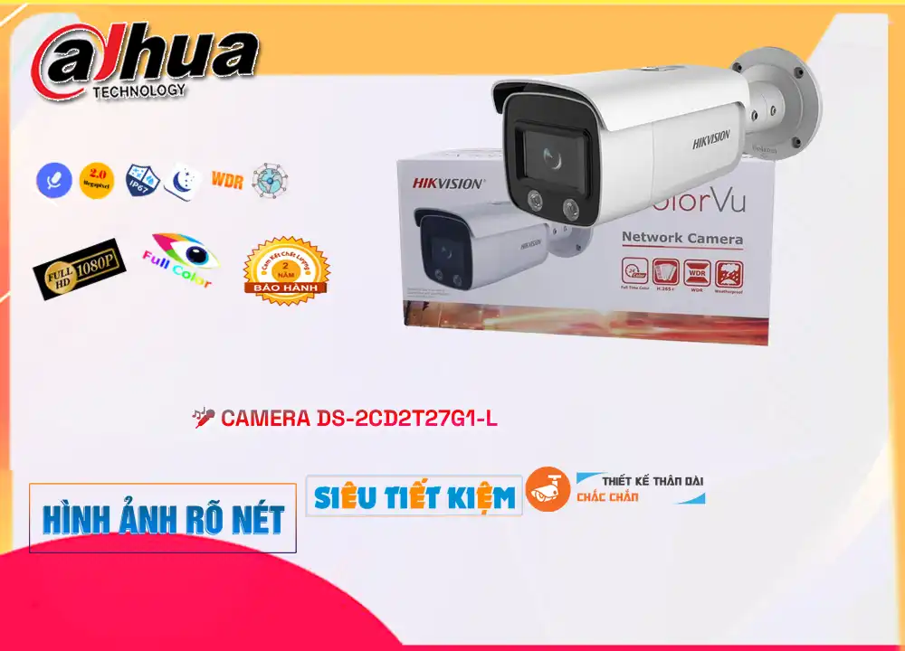 Camera An Ninh Hikvision DS-2CD2T27G1-L Thiết kế Đẹp,Giá Ip Sắc Nét DS-2CD2T27G1-L,phân phối
