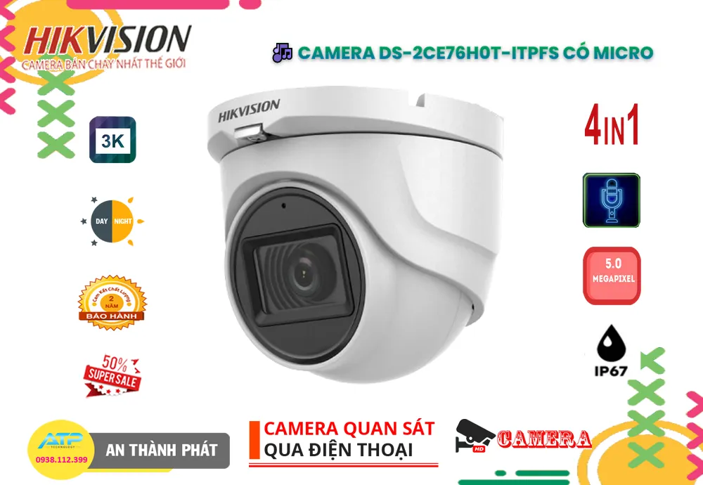 DS-2CE76H0T-ITPFS camera tích hợp micro,Giá DS-2CE76H0T-ITPFS,DS-2CE76H0T-ITPFS Giá Khuyến Mãi,bán Hikvision