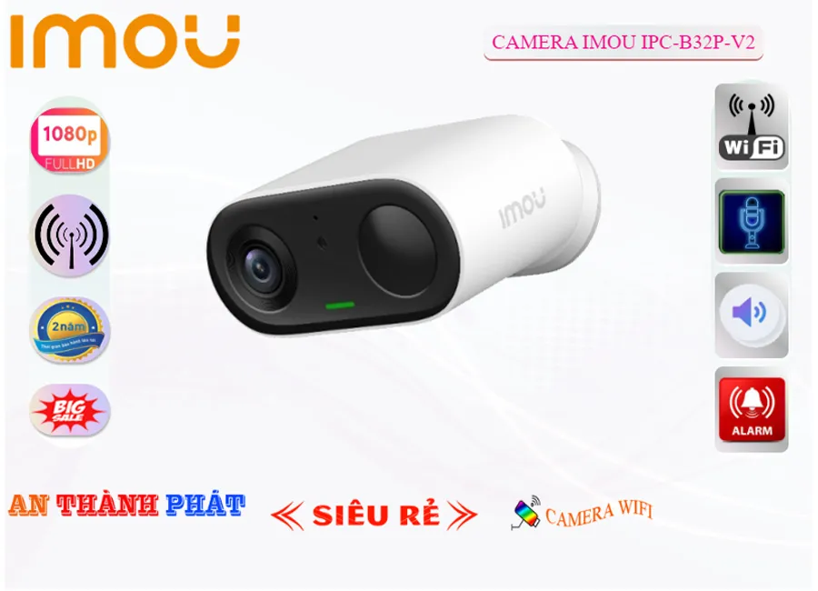 Camera Imou Dùng Pin IPC-B32P-V2,Giá IPC-B32P-V2,IPC-B32P-V2 Giá Khuyến Mãi,bán IPC-B32P-V2 Camera Chính Hãng Wifi Imou