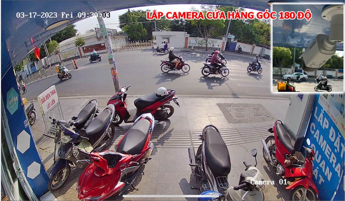 Lắp camera giám sát cửa hàng góc 180 độ