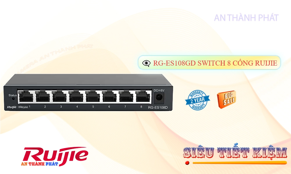 Switch chuyển đổi dữ liệu  RG-ES108GD Hãng Ruijie