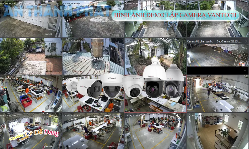 hình ảnh demo camrea vantech quan sát trong công xưởng