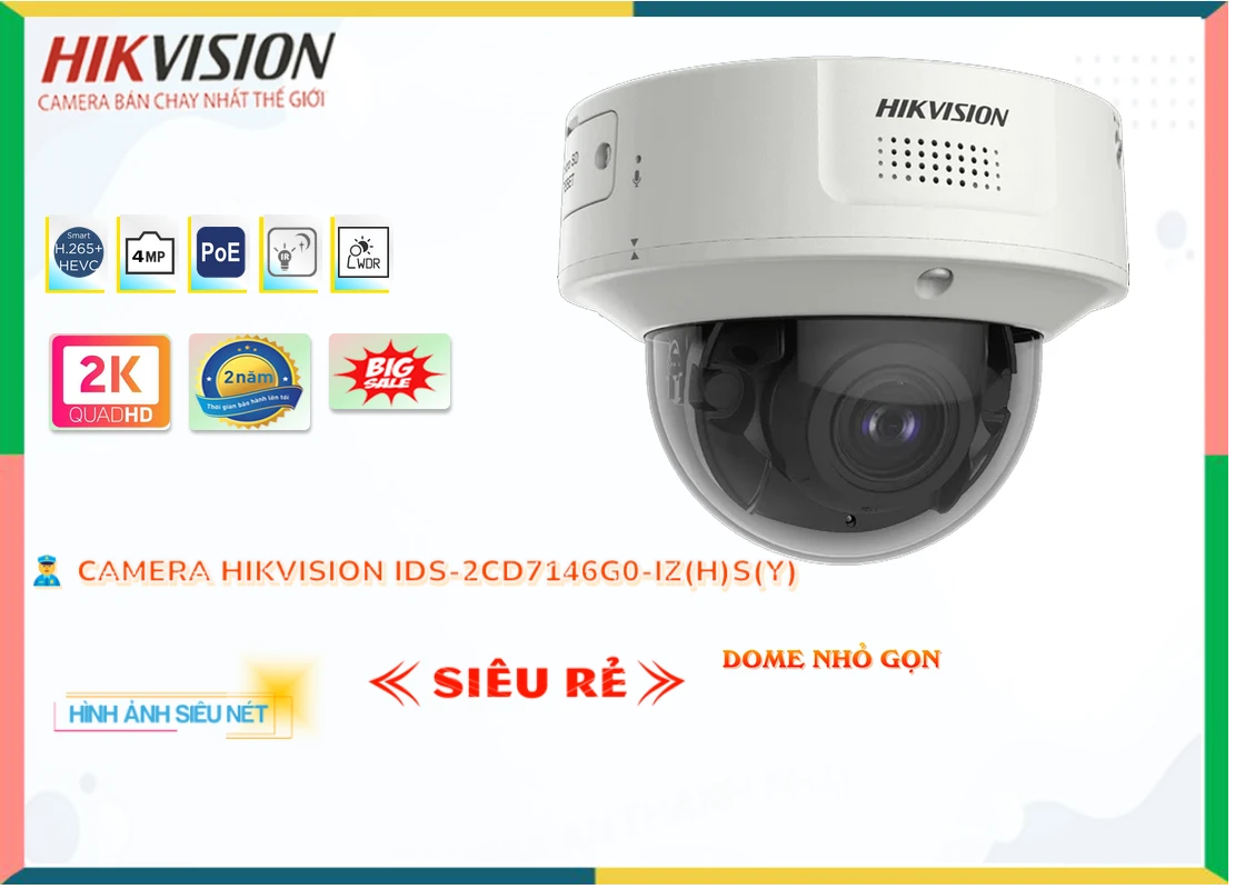 Camera iDS-2CD7146G0-IZ(H)S(Y)  Hikvision Thiết kế Đẹp