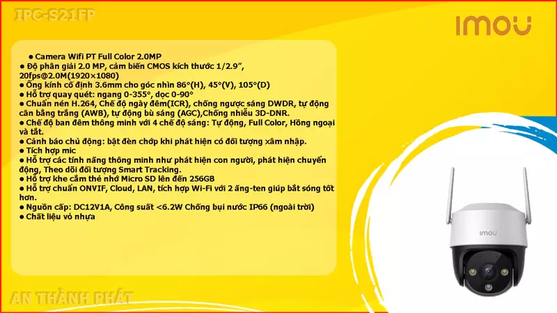 Lap camera wifi ngoai trời imou IPC-S21FP