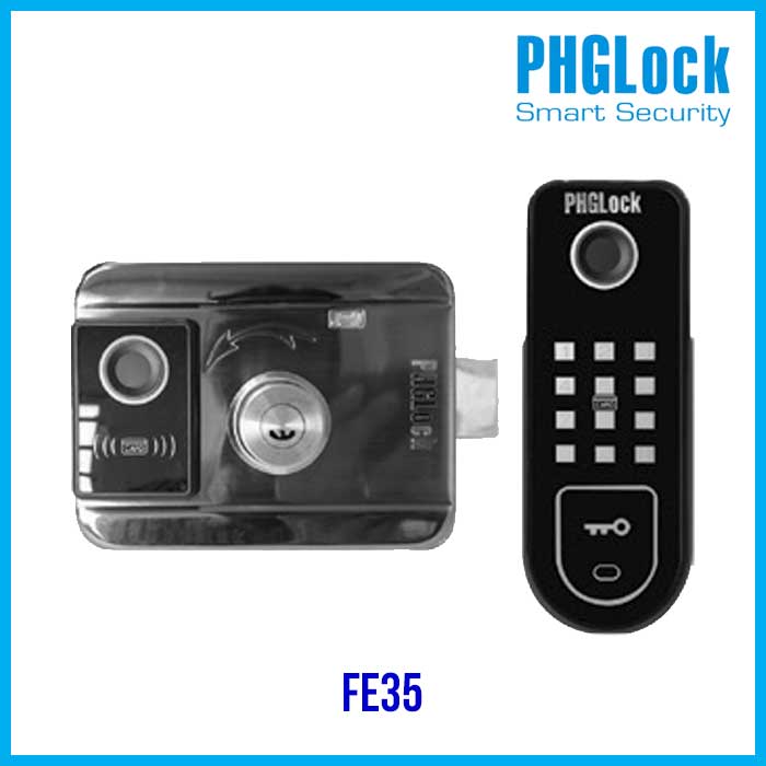 Khóa cửa vân tay điện từ PHGLock FE35,Bán khóa cổng vân tay lắp ngoài trời PHGLock FE35 ,Bán khóa cửa sắt PHGLock FE35,Khóa cổng PHGlock FE35