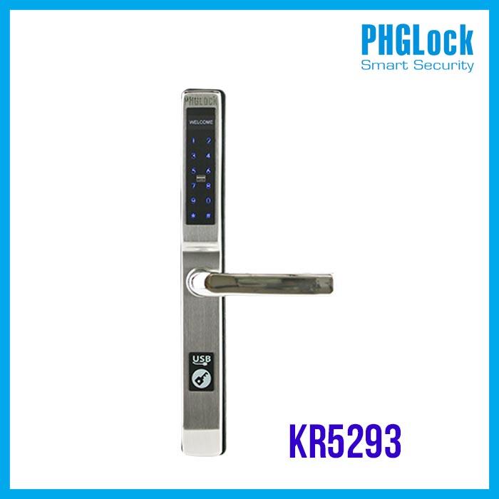 Khóa cửa điện tử PHGLock KR5293 (Bạc),Khoá cửa nhôm văn phòng PHGLock KR5293 (Bạc),Khóa cửa cảm ứng cho cửa nhôm PHGLOCK KR5293S (Bạc)
,