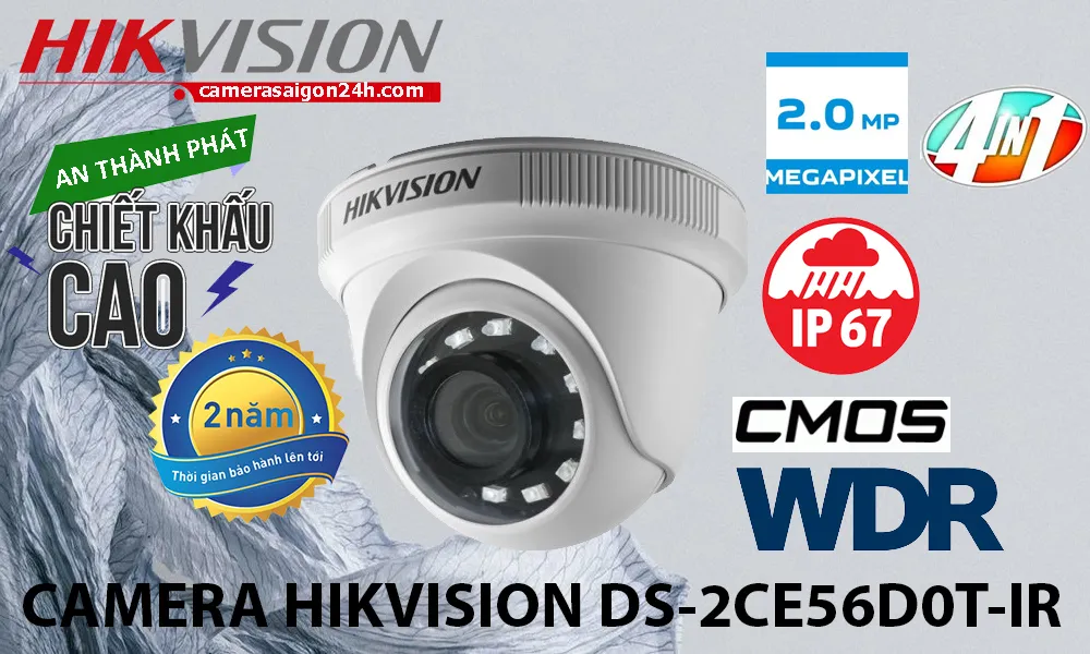 Camera Hikvision,FULL HD 1080P, AHD CVI TVI BCS,CMOS, Hồng Ngoại 20m, Cân Bằng Ánh Sáng BLC,Hồng Ngoại Smart IR
