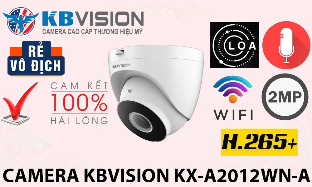 Camera Kbvision, FULL HD 1080P, IP Wifi, Hồng Ngoại 30m, Sony SNR1s, Chống Ngược Sáng DWDR, Thu âm